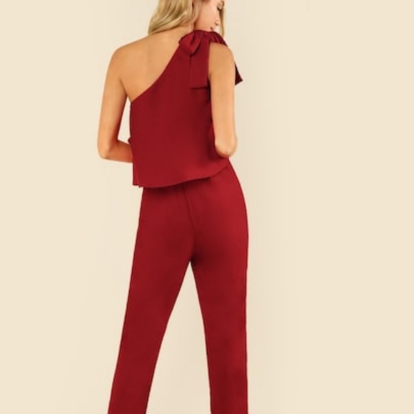 Gorgeous Garnet One shoulder Jumpsuit - Picture 6 of 7
